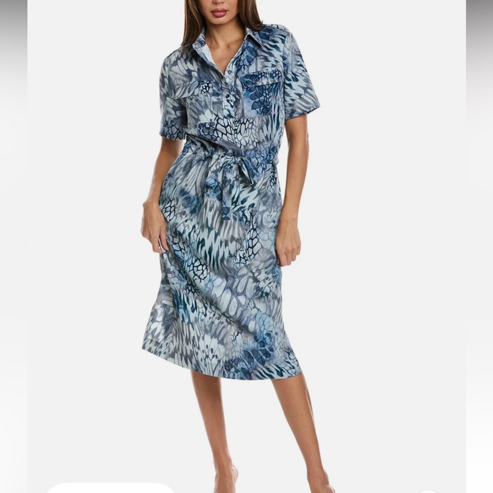 St. John Tie Waist Shirt Dress NWOT